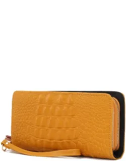 Eve Genuine Leather Croc Wristlet Wallet