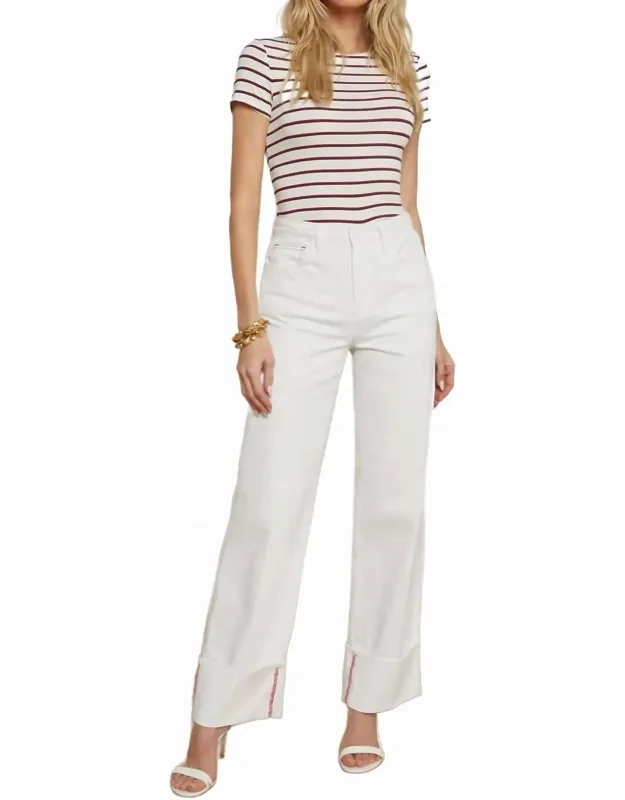 Cuffed Wide-leg Jeans