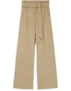 Belted Wide-leg Pants In Stretch-cotton Twill