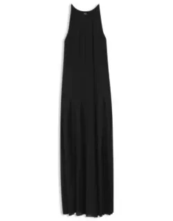 Sleeveless Dress With Plissé Skirt Inserts