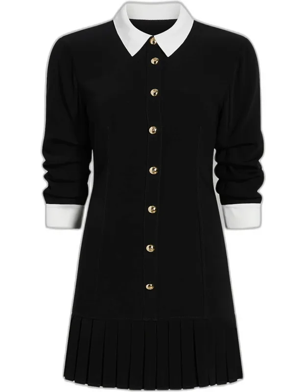 Drapey Crepe Mini Shirtdress