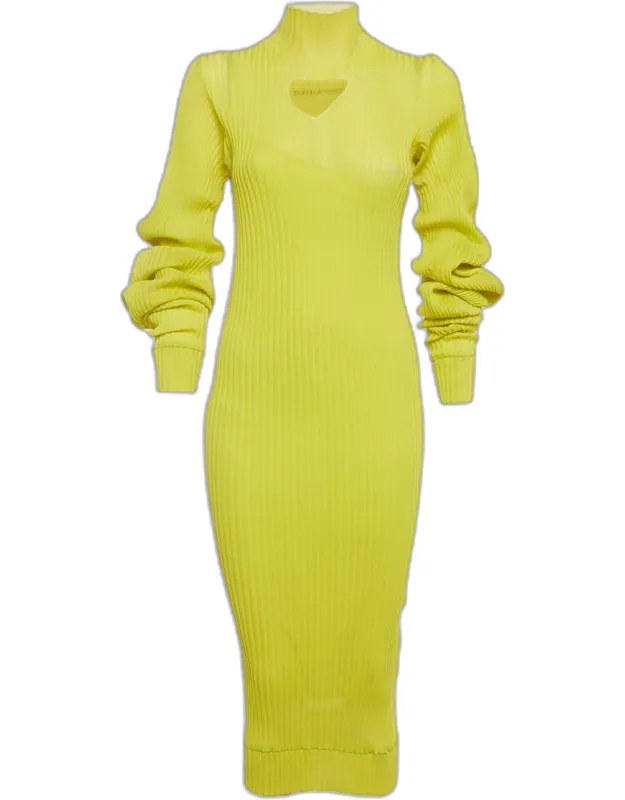 Rib Knit Keyhole Detail Midi Dress