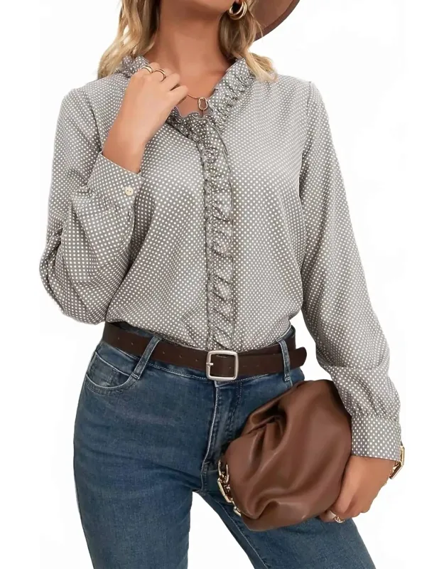 Polka Dot Ruffle Blouse