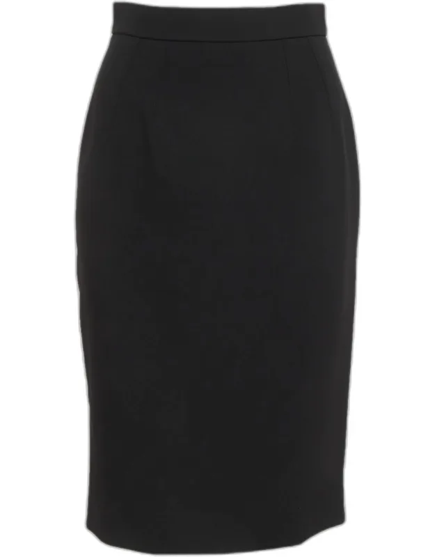 Black Crepe Pencil Skirt - High Quality Fabric, Closet Staple