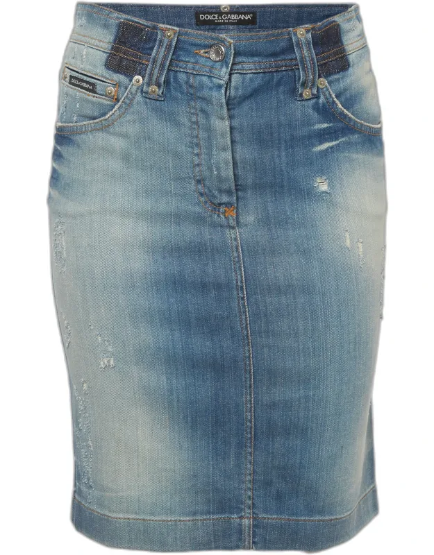 Faded Denim Pencil Skirt