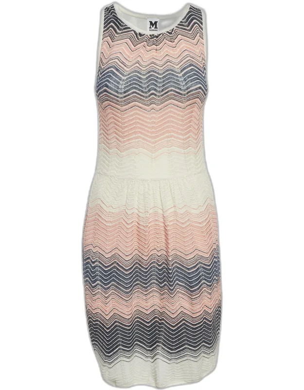 Multicolor Zig Zag Knit Sleeveless Mini Dress
