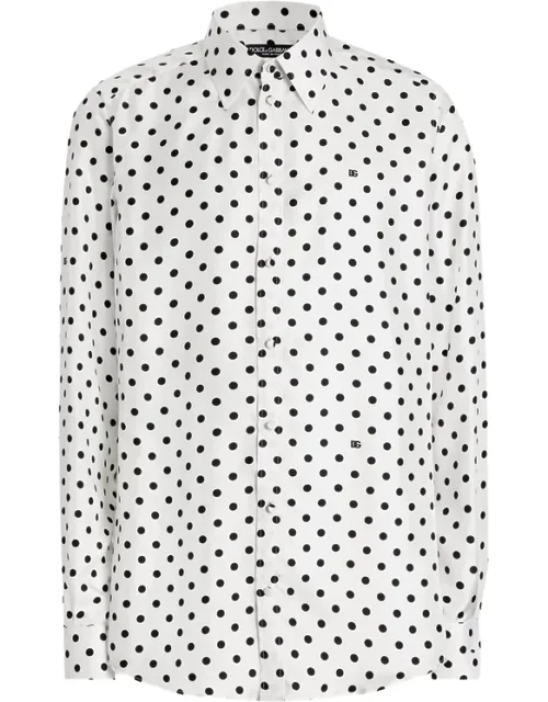 Polka Dot-print Martini Twill Shirt