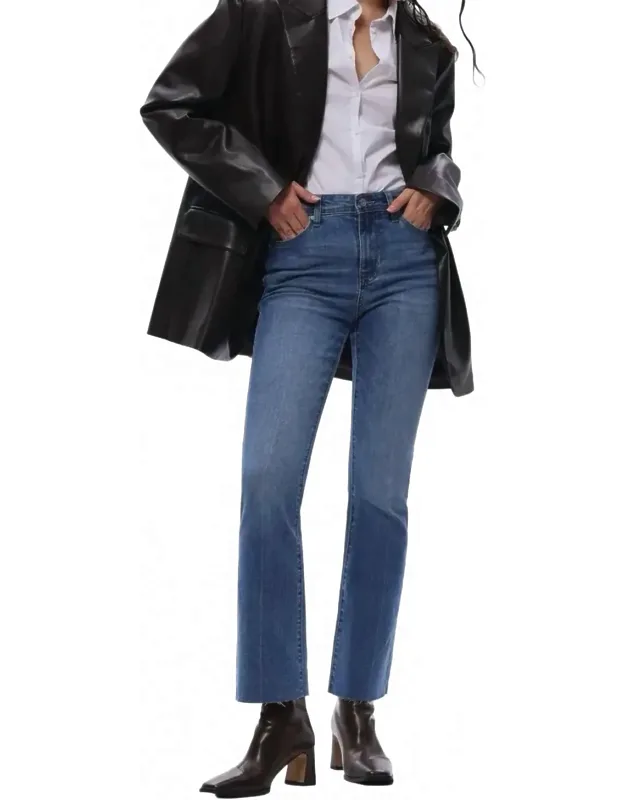 Mid Rise Bootcut Slim Flare Ankle Jeans