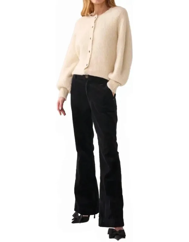 Flared Velvet Finish Trousers