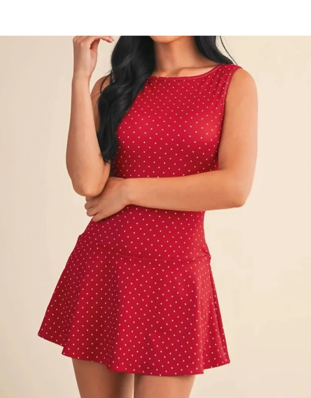 Polka Dot Print A-line Mini Dress