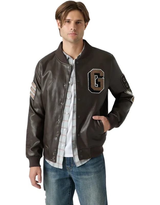 Lark Varsity Jacket - Faux Leather With G Lodo Detail