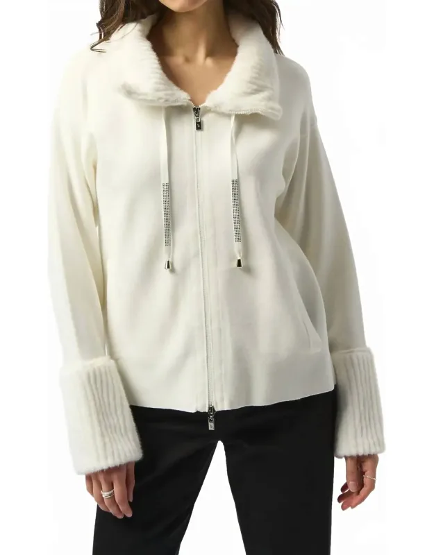 Knit Coat With Fur Trim