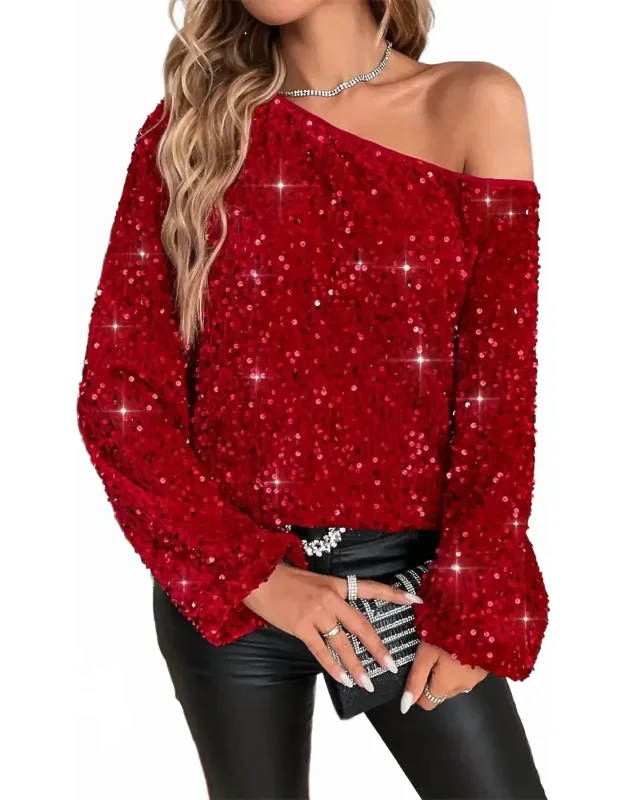 Off The Shoulder Sequin Blouse
