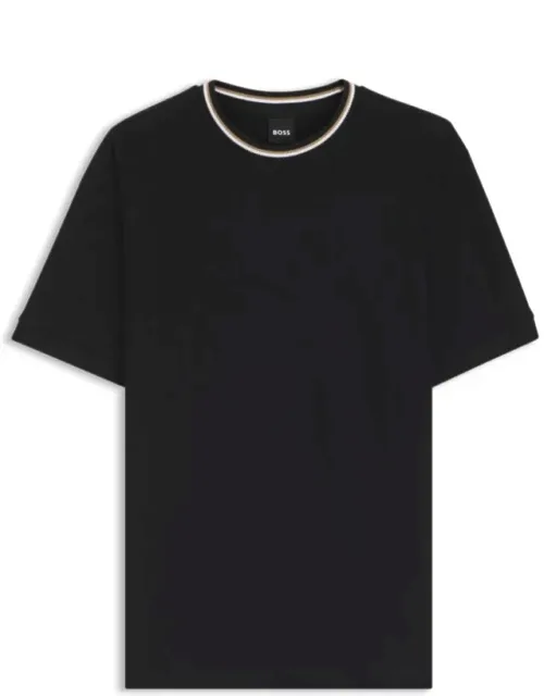 Striped-collar T-shirt