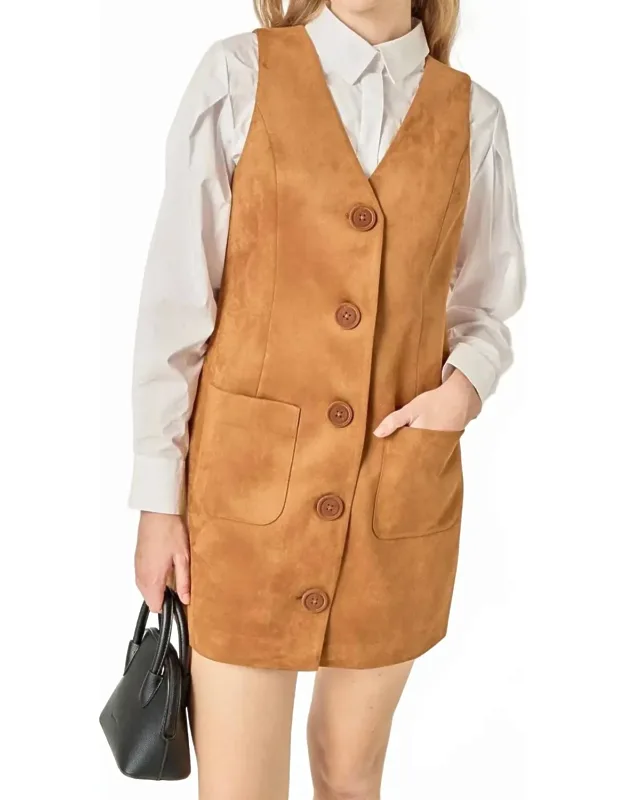 Faux Suede Vest Dress