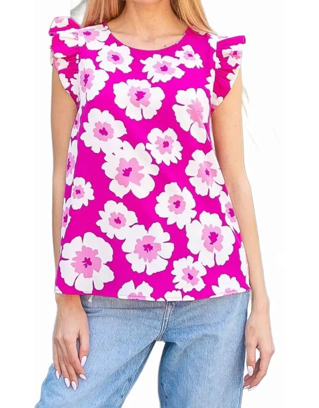 Ruffle Sleeve Floral Blouse