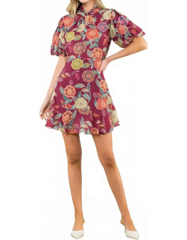 Puff Sleeve Floral Mini Dress