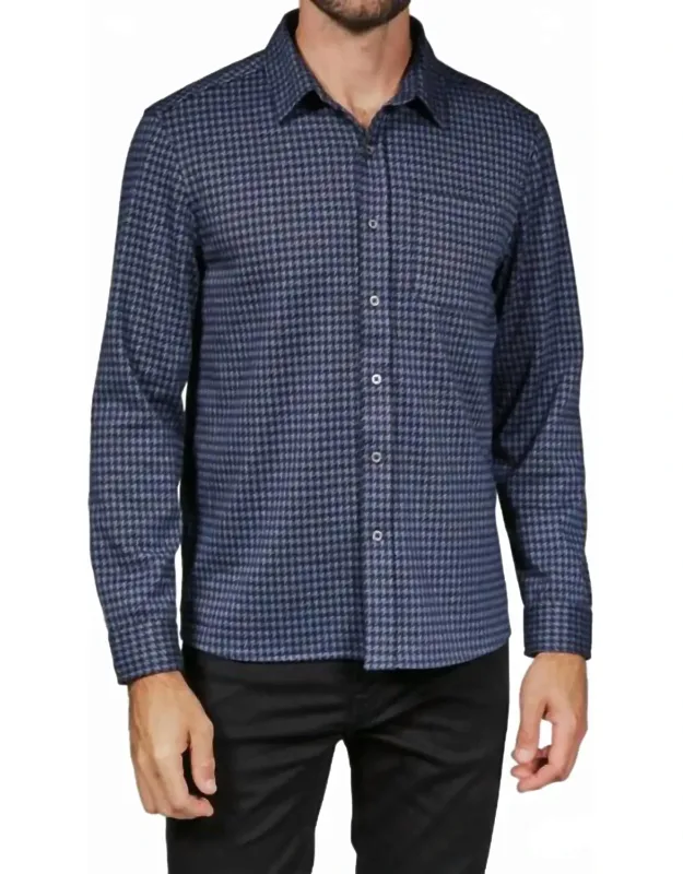Knit Houndstooth Long Sleeve Shirt