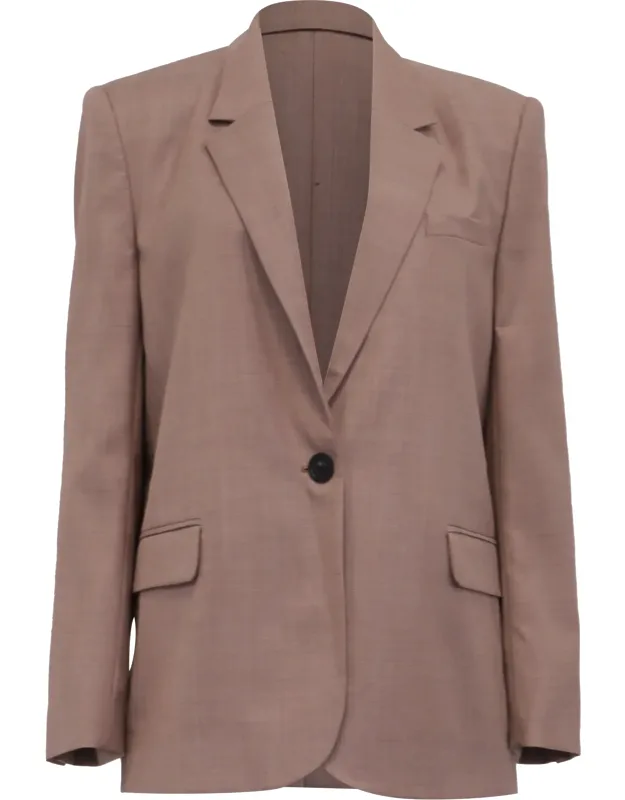 Single-breasted Blazer With Pockets In Wool