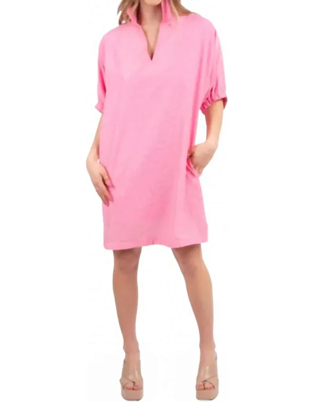 Poppy Dress In Cheetah With Elbow-length Sleeves And Side Pockets