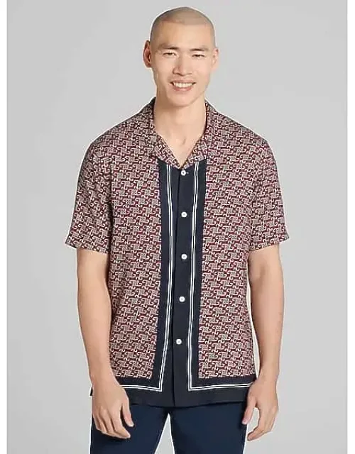 Joseph Abboud Big & Tall Modern Fit Button Up Shirt With Breezy Drape And Bold Pattern