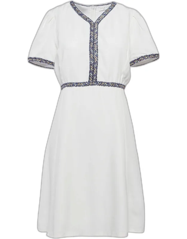 Crepe Tweed Trim Mini Dress