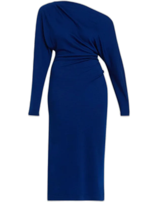 Asymmetric Knit Midi Dress