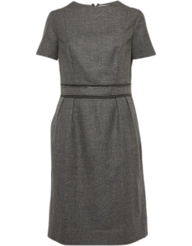 Wool Blend Zip Detail Knee-length Dress
