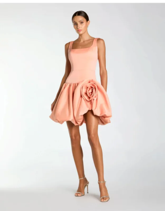 Sleeveless Satin Bubble Hem Mini Dress