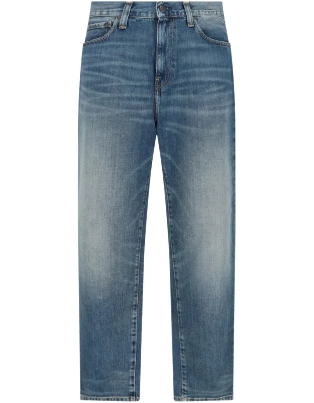 'aaron Jeans With Distressed Wash And Straight Leg'