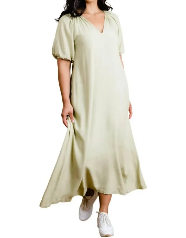 Puff Sleeve Maxi Dress