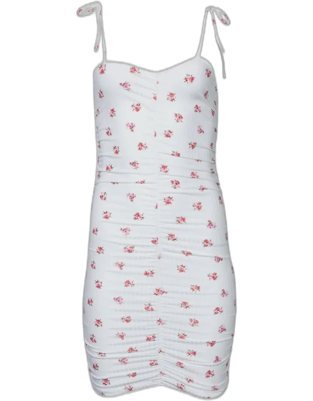 Floral Ruched Stretch-jersey Mini Dress