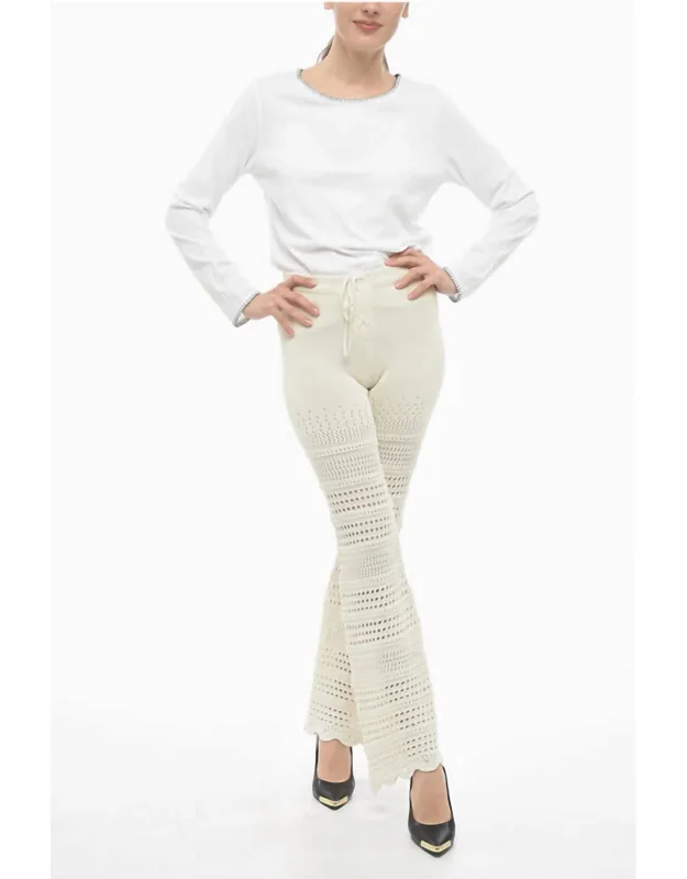 Checkered Crochet Flare Pants