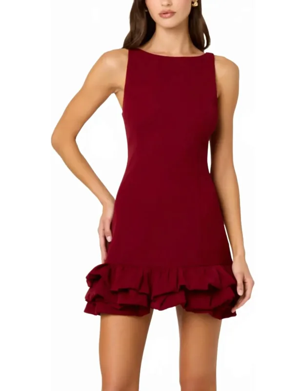 Elexis Dress With Tiered Ruffle Hem And Bodycon Silhouette