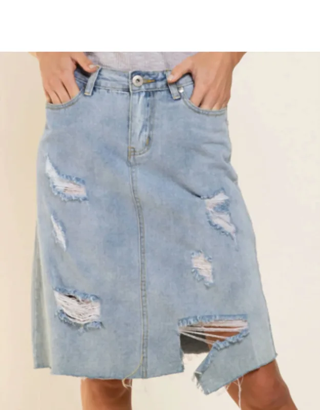 Distressed Jean Skirt