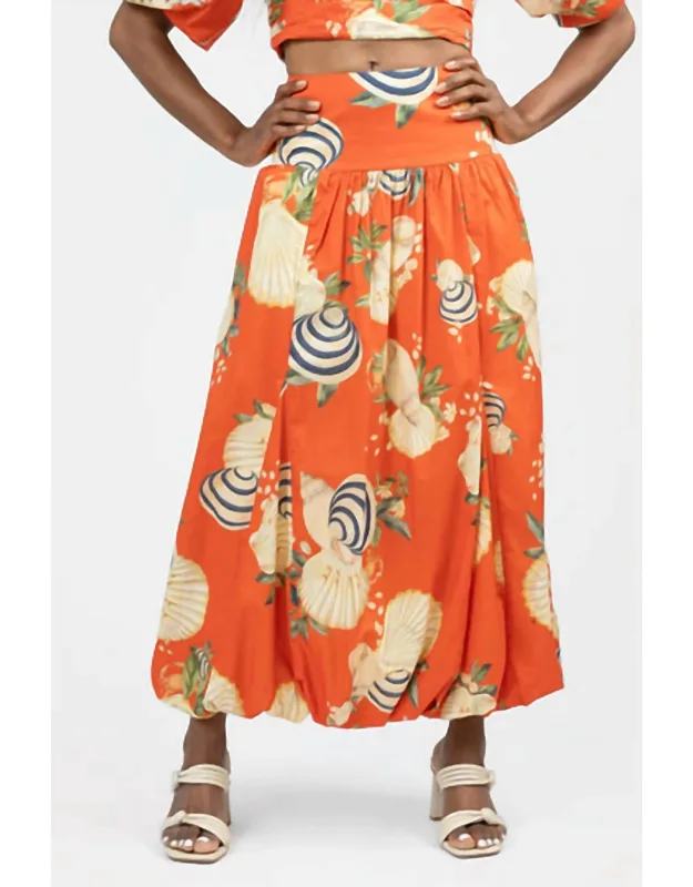 Sea Shell Print Bubble Maxi Skirt
