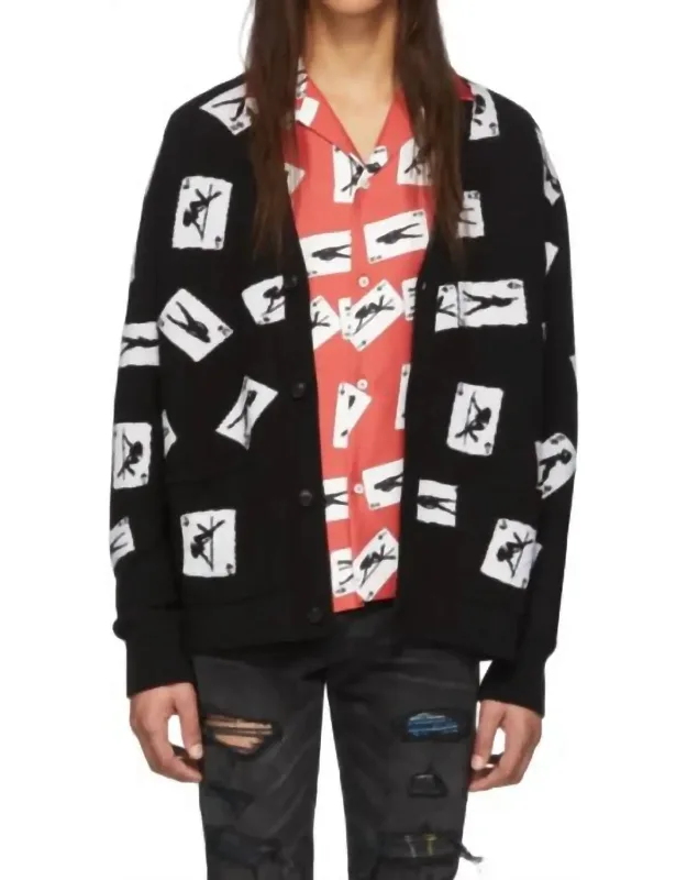 Cards Intarsia Cardigan Sweater