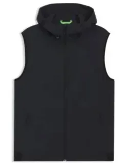 Water-repellent Hooded Gilet With Micro-waffle Structure