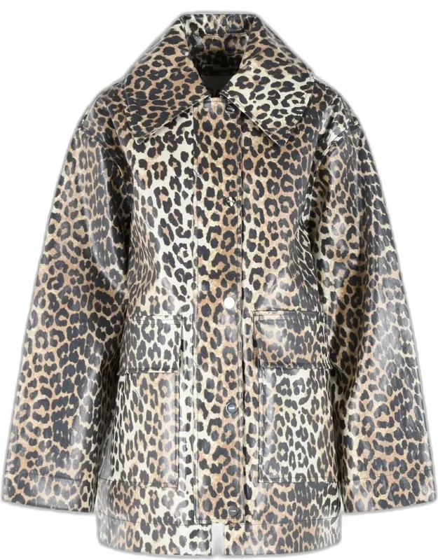 Leopard Print Cotton Blend Jacket