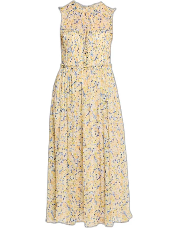 Floral Silk Chiffon Midi Dress