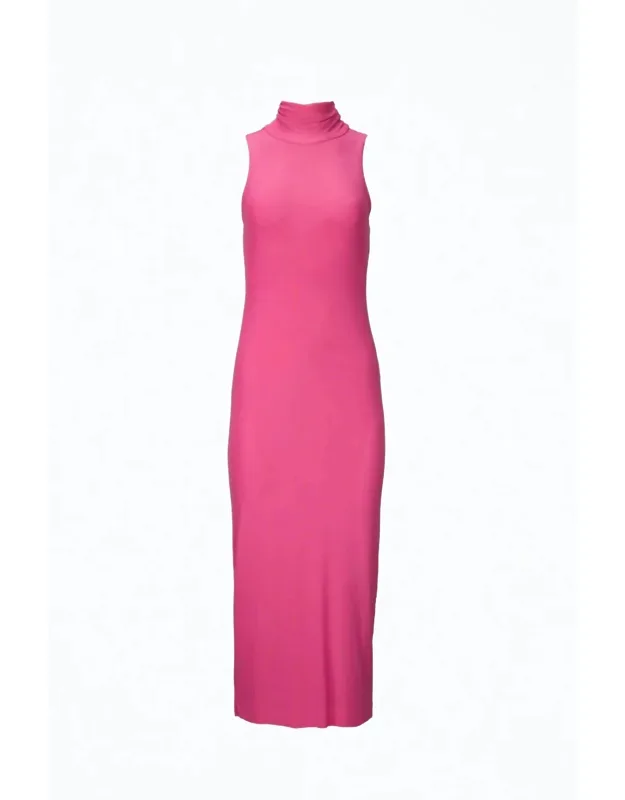 Poste Stretch-mesh Turtleneck Bodycon Midi Dress
