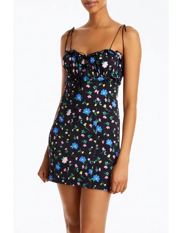 Ruched Floral-print Mini Dress