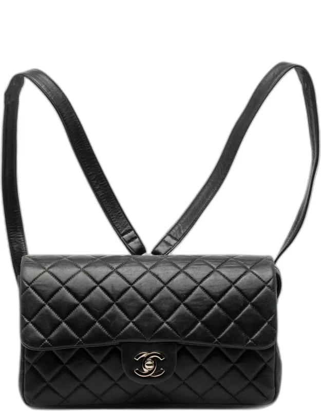Medium Quilted Lambskin Flap Backpack