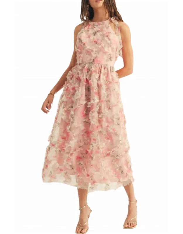 Halter Neck Prill Detailed Midi Dress