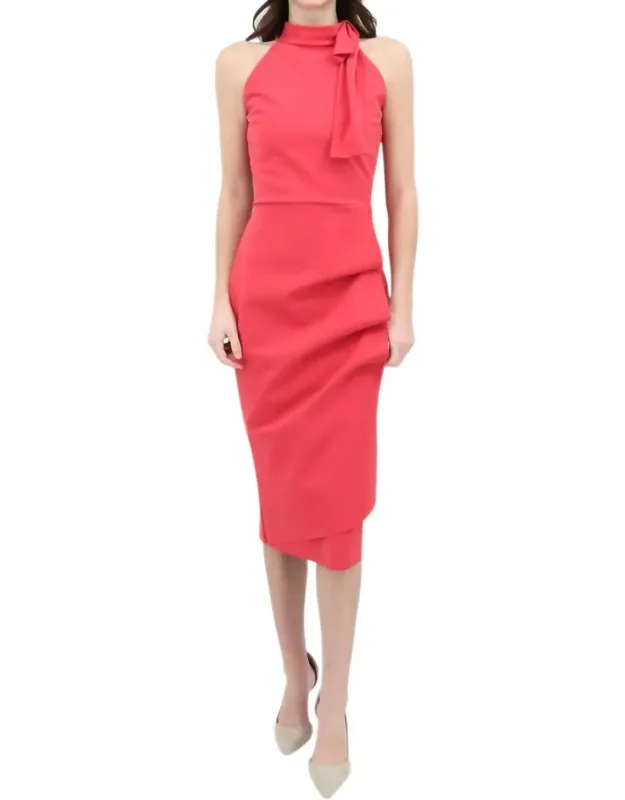 Ruffle Jersey Halter Midi Dress