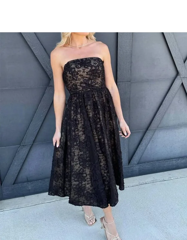 Floral Embroidered Strapless Dress
