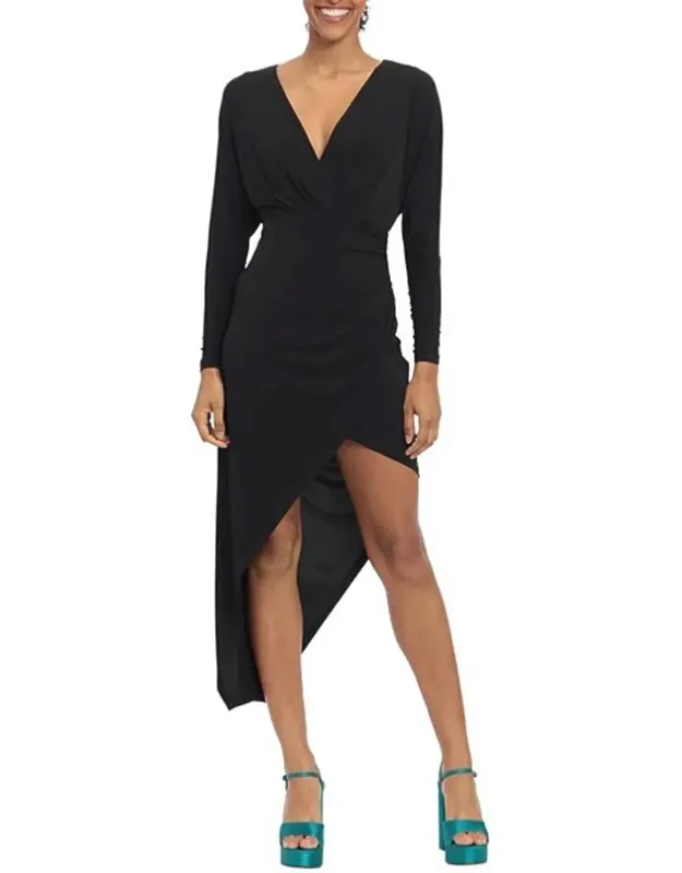 Long Sleeve Faux Wrap Dress