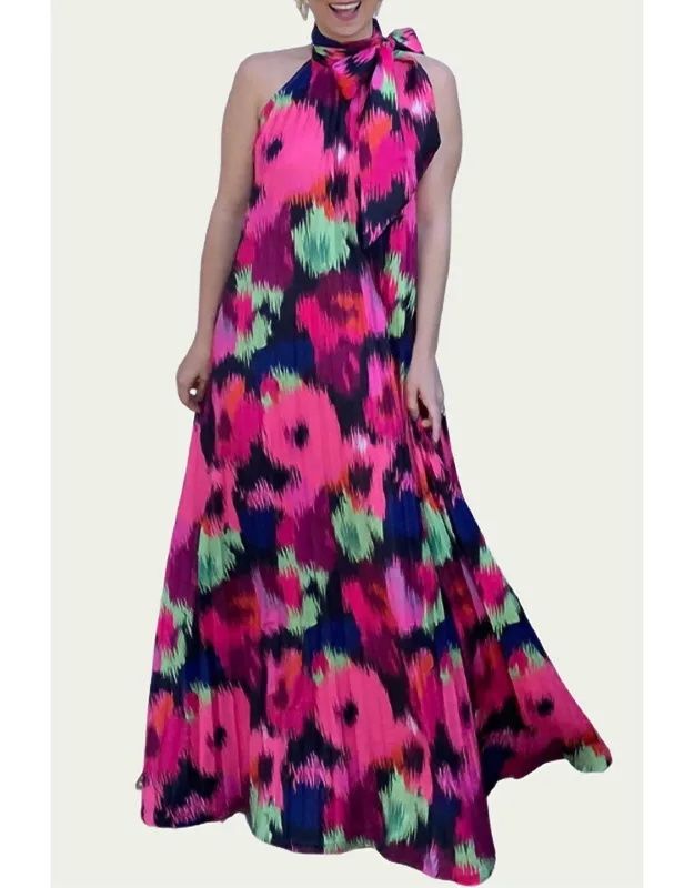 Poppy Pleated Satin Maxi Dress