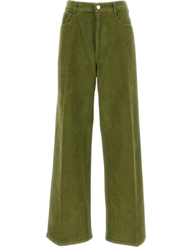 High-waisted Ribbed Stretch Corduroy Trousers