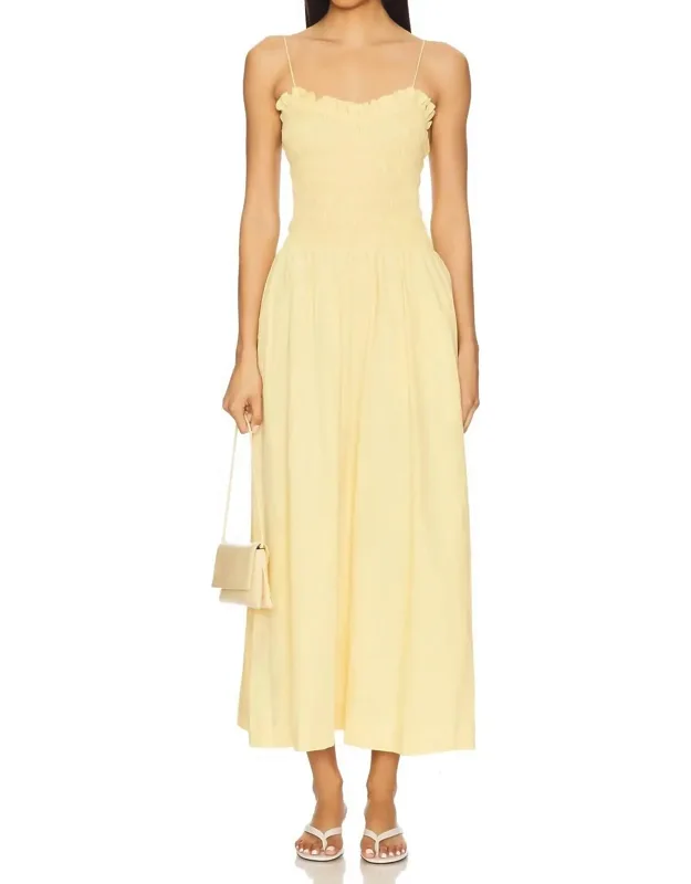 Ruffled Bodice Midi Dress